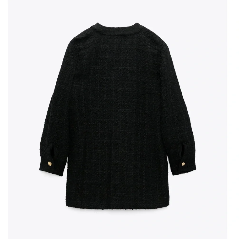 ZARA BLACK TEXTURED WEAVE TWEED DRESS - Picture 6 of 6